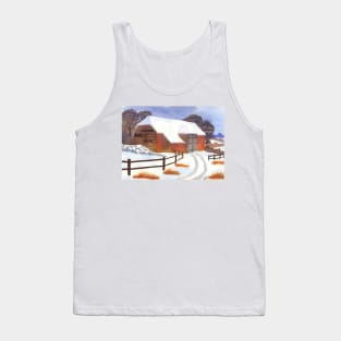 Barn in Snow Tank Top